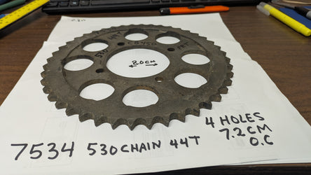 Rear Sprocket Honda 1970-1974 Honda CB450  530 chain 44T 4 Bolt sku 7534