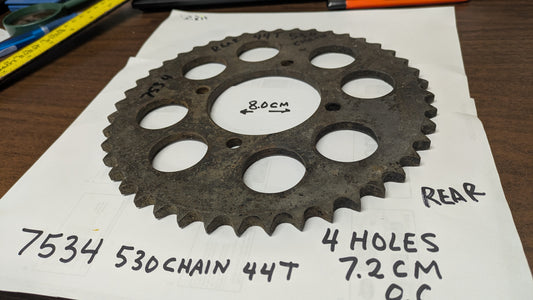 Rear Sprocket Honda 1970-1974 Honda CB450  530 chain 44T 4 Bolt sku 7534
