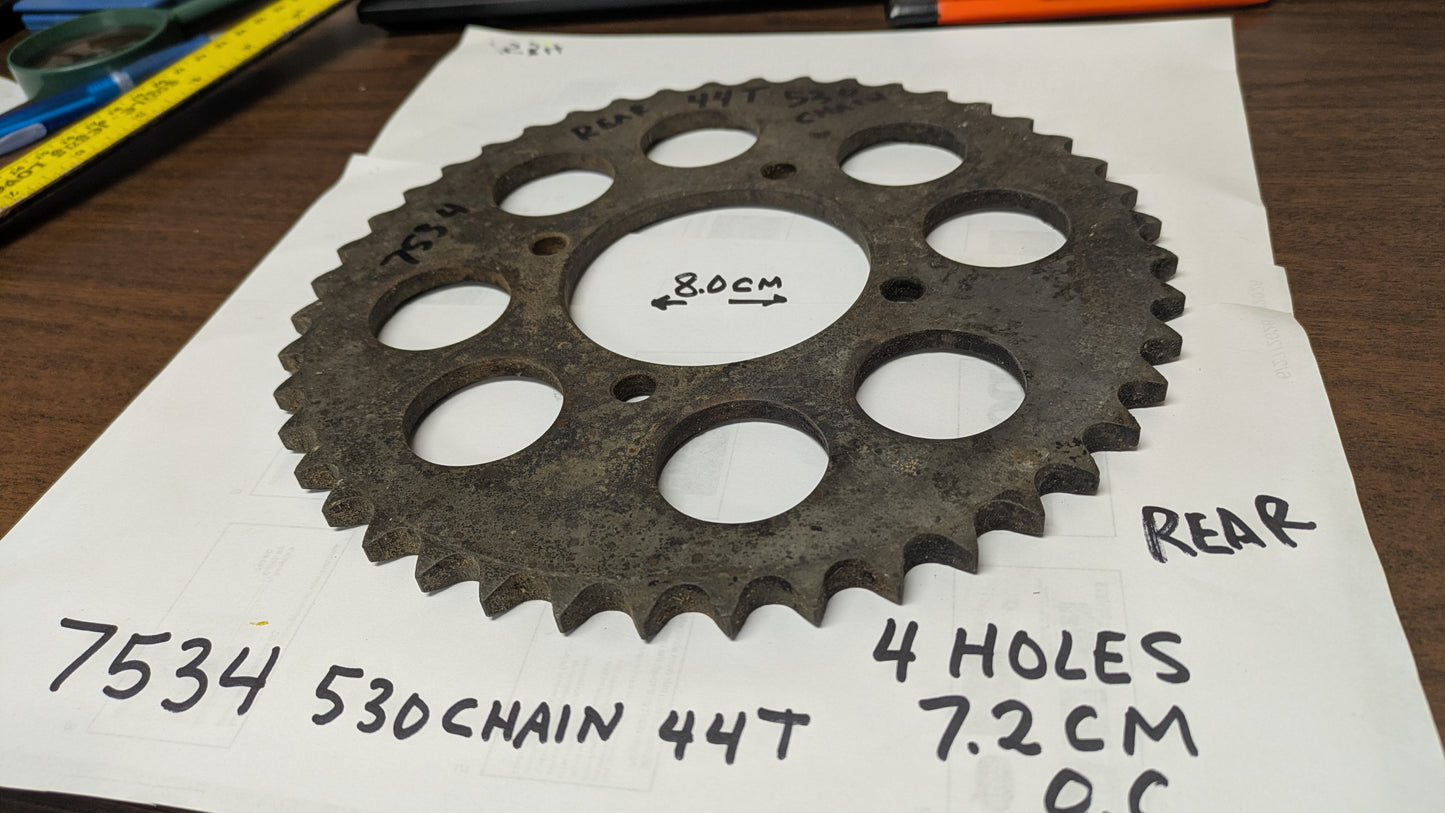 Rear Sprocket Honda 1970-1974 Honda CB450  530 chain 44T 4 Bolt sku 7534