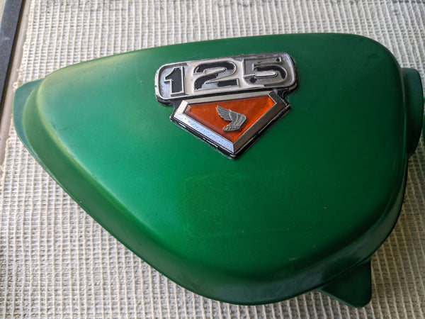 Honda CB125 sidecover pair OEM 1973 Candy Peacock Green 83540-107-7810  sku 7548
