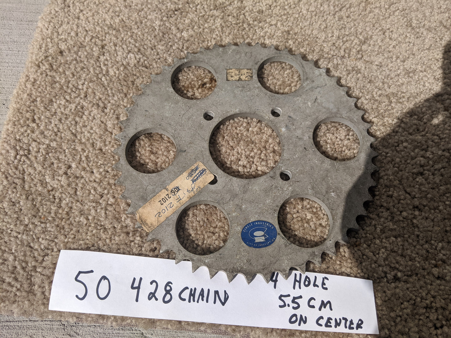 50 tooth 428 chain size 4 bolt rear sprocket sku 7560