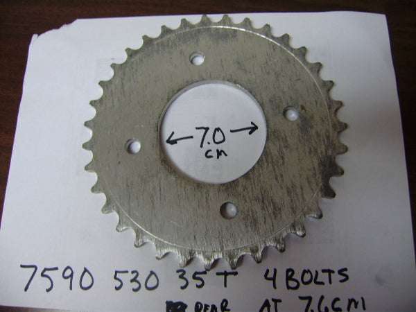 Sprocket 35 Tooth  530 chain  4 Bolt pattern Honda CB250K3, CB400T  CM400A CB500 Four  Yamaha XS400 XS600  sku 7590