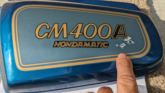 Honda CM400 A Candy Sword blue Left sidecover 83740-447A sku  7725