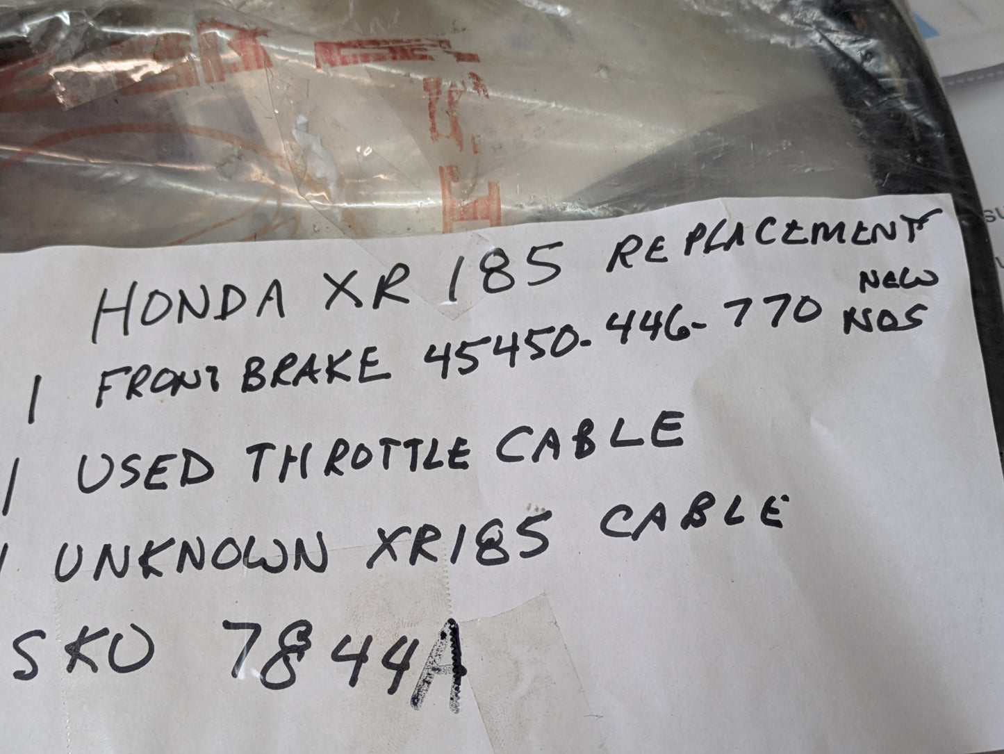 Honda XR185 OEM Cable Assortment Honda 45450-446-770   sku 7844A