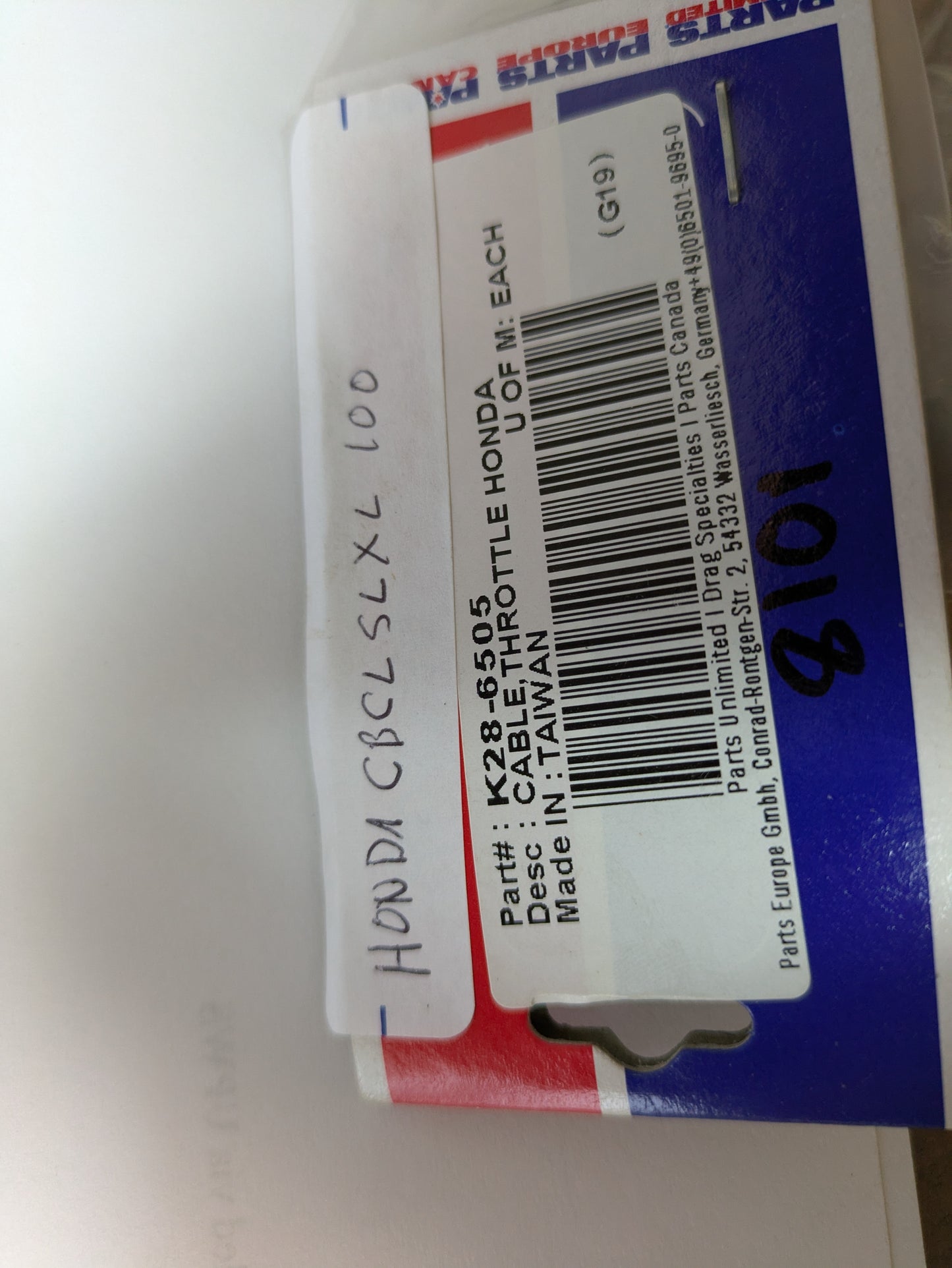 Honda 100 CB CL XL SL throttle cable sku 8102