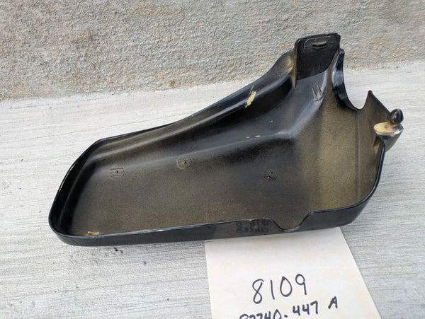 Honda CM400E black  Left Side Cover  83740-447A Missing a mounting pin sku 8109