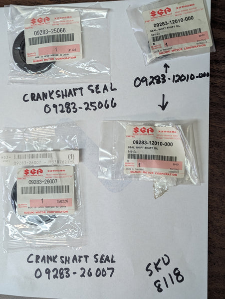 Suzuki OEM Crankshaft Seal set sku 8118