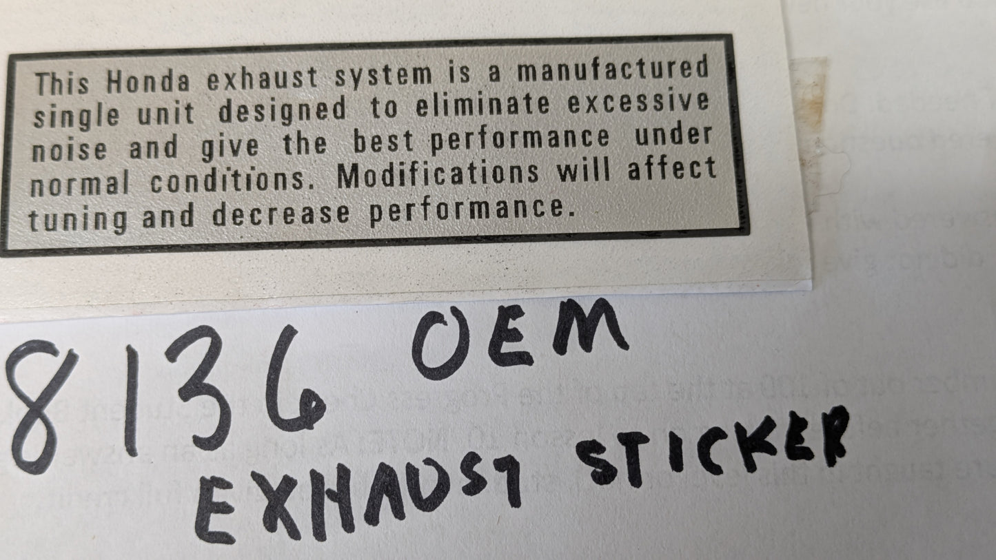 Honda motorcycle Exhaust sticker sku 8145