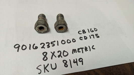 Honda CD175 CB175 Rear Fender Bolt  Pair  Part number: 90162303000  sku 8149