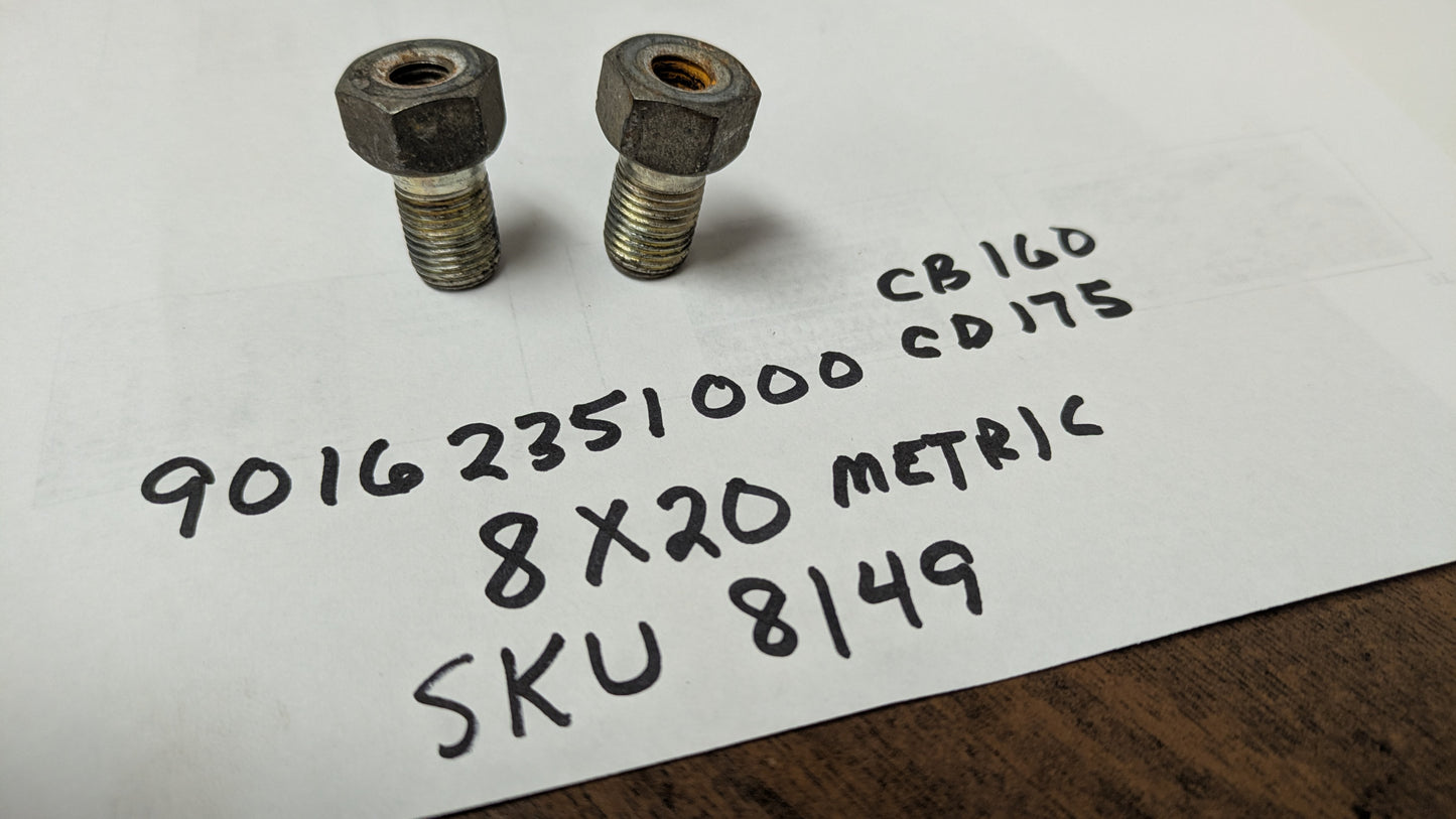 Honda CD175 CB175 Rear Fender Bolt  Pair  Part number: 90162303000  sku 8149