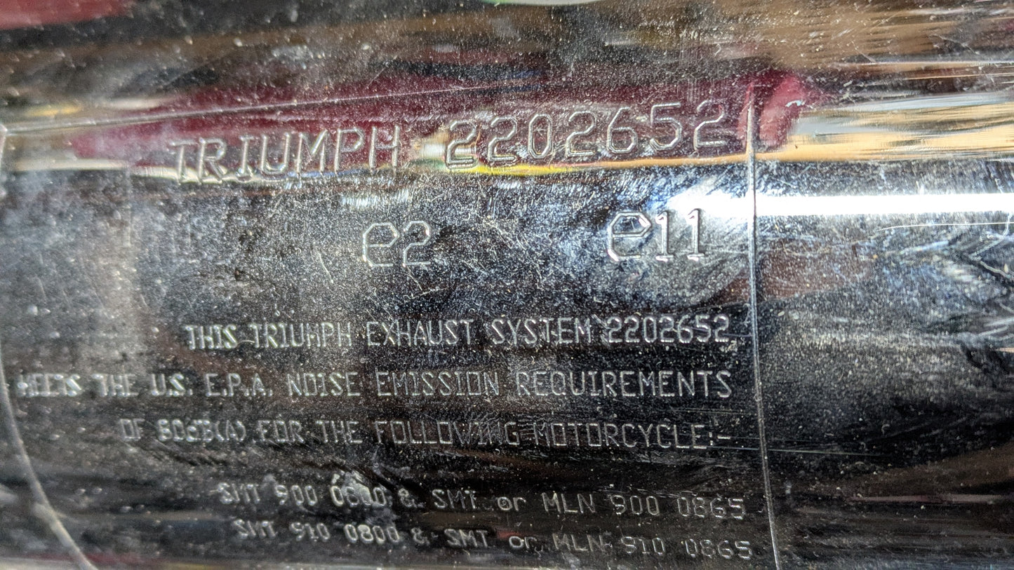Triumph Bonnieville rear exhaust  left side part 2202652 sku 8174