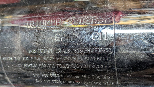 Triumph Bonnieville rear exhaust  left side part 2202652 sku 8174