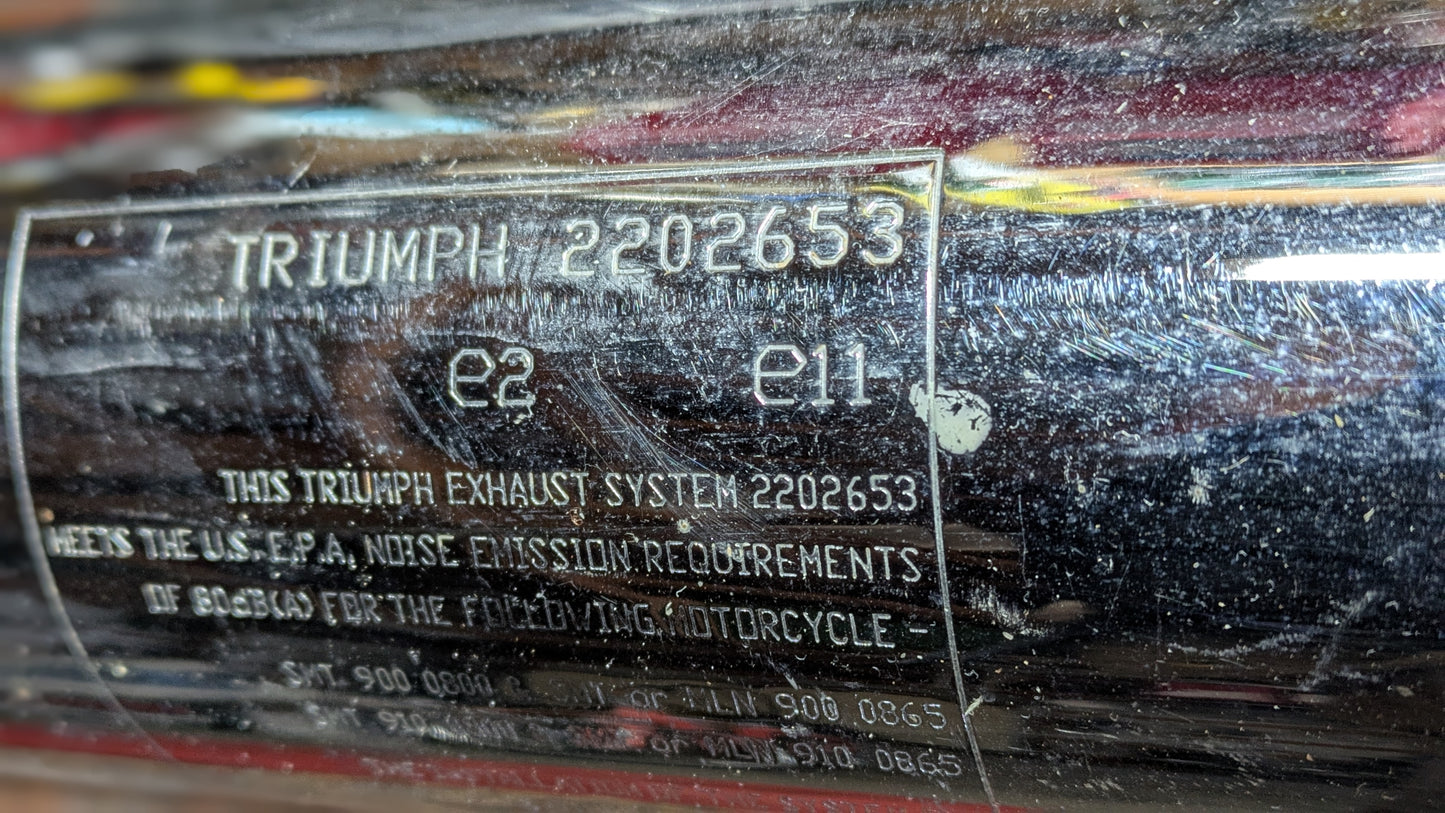 Triumph rear exhaust  Right side  part 2202653 sku 8175
