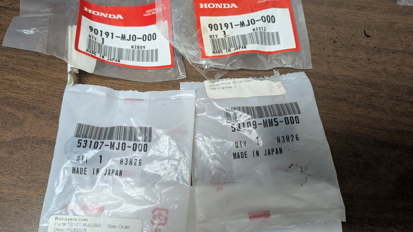 Honda OEM MC Parts SCREW, OVAL (6X50) 90191-MJ0-000, 53107-MJ0-000, 91204-286-003  sku 8310