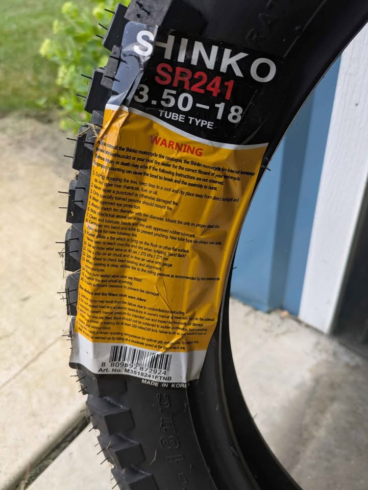 Shinko 3.50 X 18 New Trials Tire   sku 8315