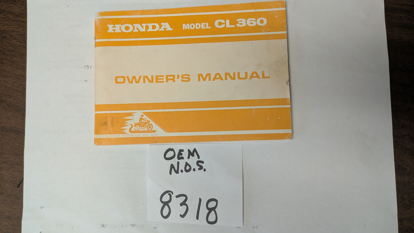 Honda CL360 OEM NOS Owners Manual sku 8318 Free Shipping to USA
