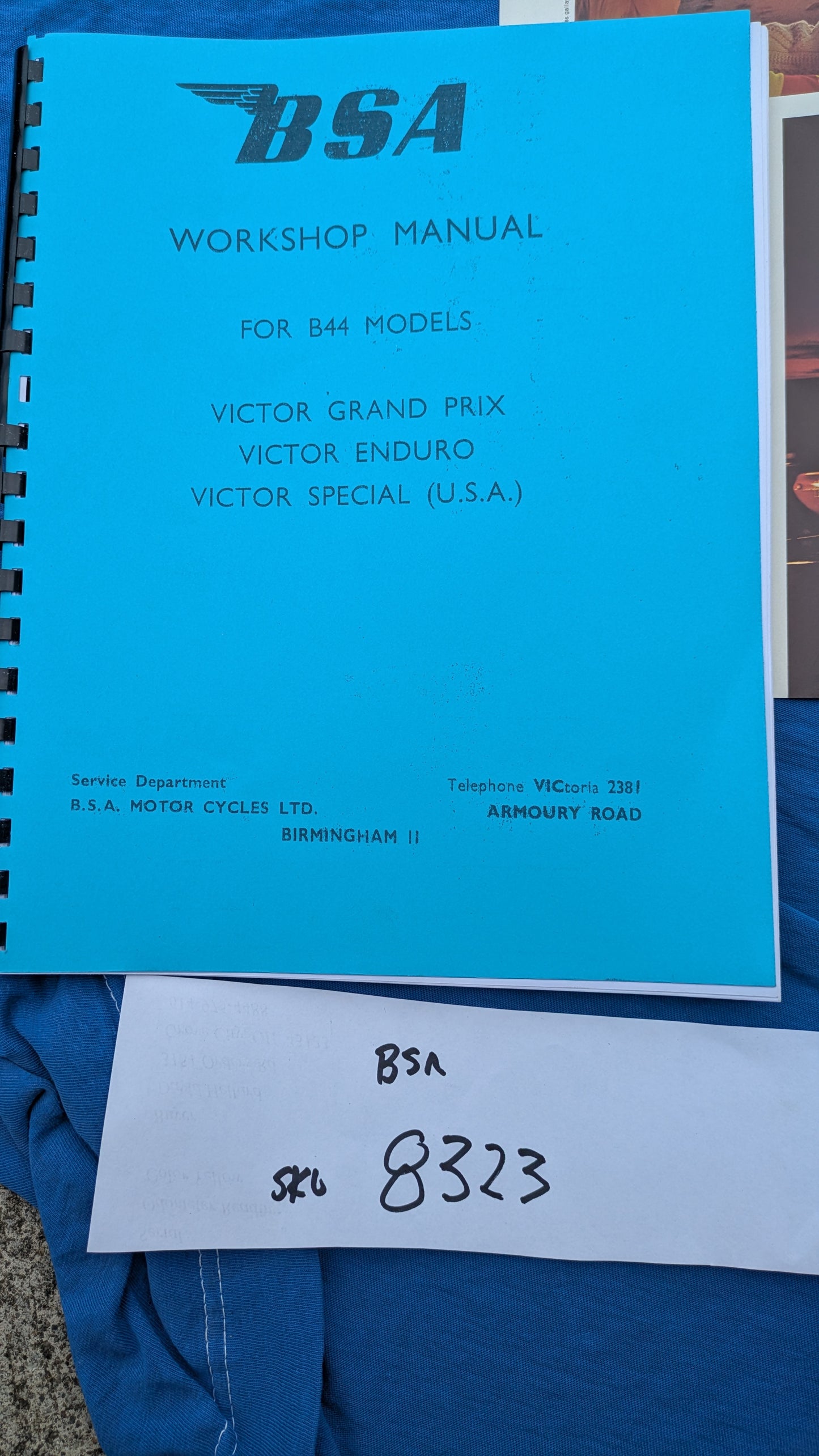 BSA  OEM NOS Victor 441 and associated models Shop Manual sku 8323