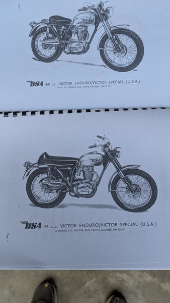 BSA  OEM NOS Victor 441 and associated models Shop Manual sku 8323