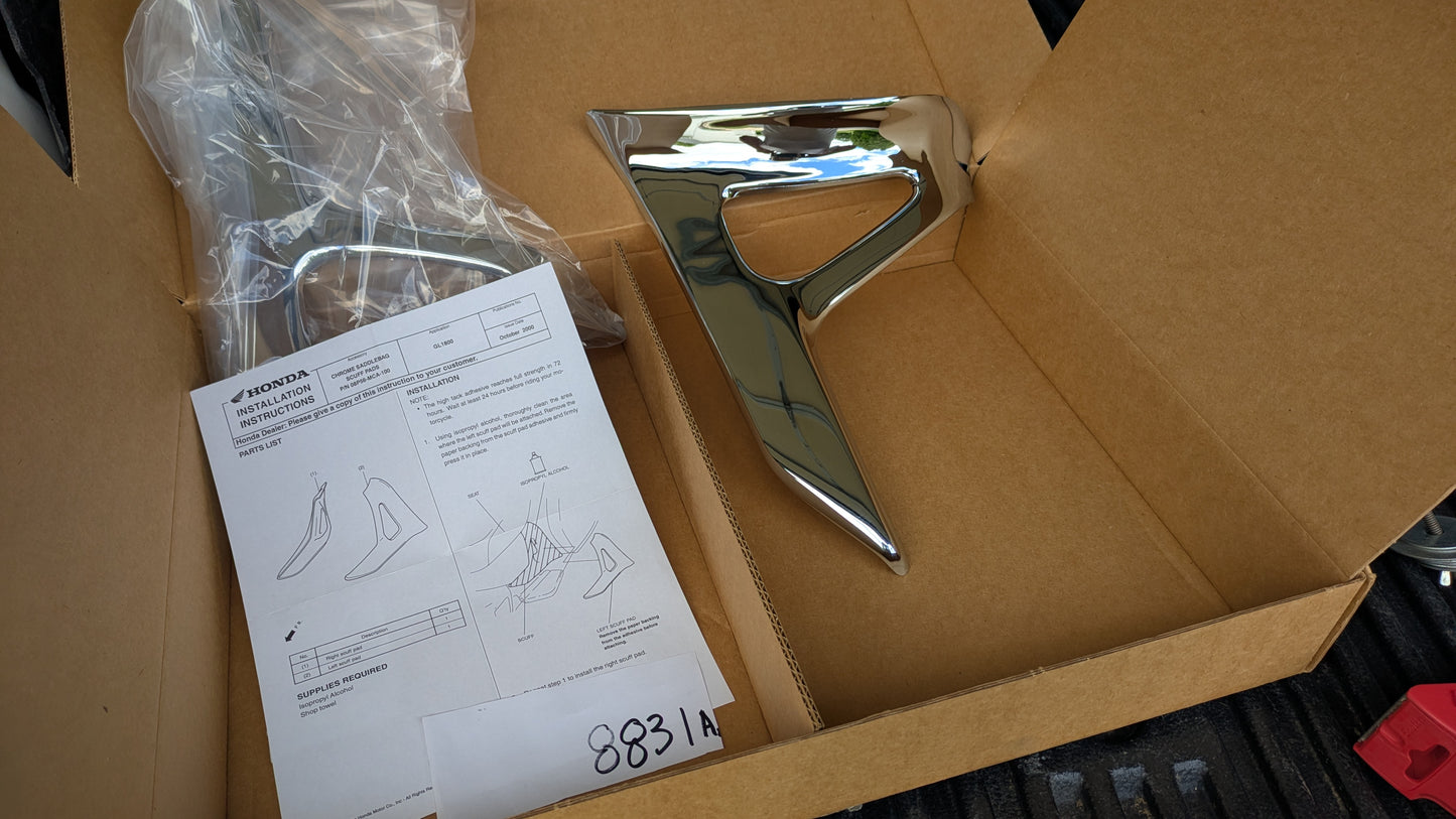 Honda Gold Wing 2005-2010 NEW OEM Chrome Saddlebag Scuff Cover Set 08P56-MCA-100 sku 8331A