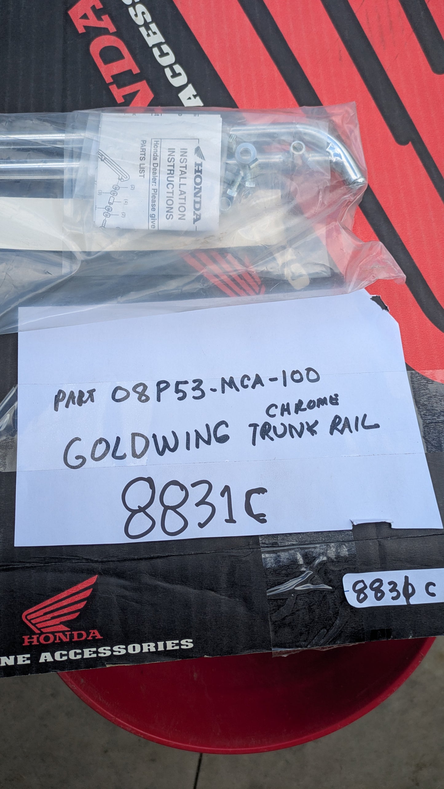 Honda Genuine Accessories Gold Wing  GL1800 Chrome Trunk Rail 08P53-MCA-100 sku 8331C