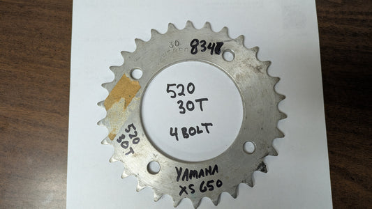 Yamaha XS650 Rear Sprocket, 520 chain 30T four bolt mount sku 8347