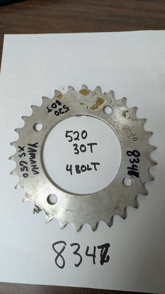 Rear Sprocket 520 chain, 30T, 4 bolt, Yamaha XS650  sku 8347