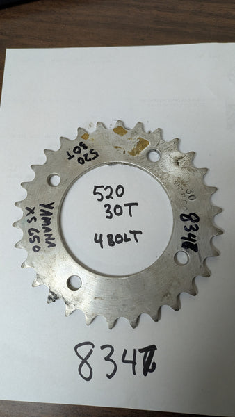 Rear Sprocket 520 chain, 30T, 4 bolt, Yamaha XS650  sku 8347