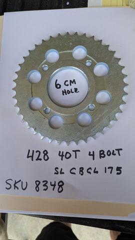 Rear Sprocket 428 chain, 40T, 4 bolt Honda CB CL SL 175 my sku 8348