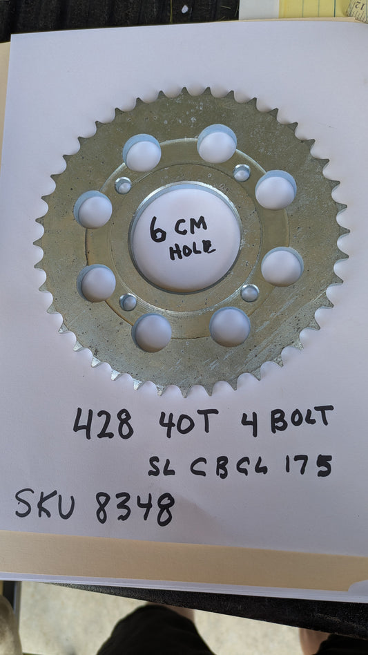 Rear Sprocket 428 chain, 40T, 4 bolt Honda CB CL SL 175 my sku 8348