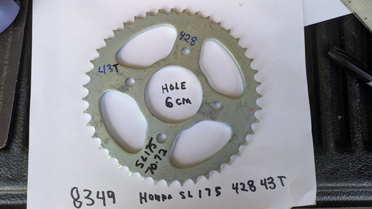 Rear Sprocket 428 chain, 43T, 4 bolt Honda SL175 my sku 8349