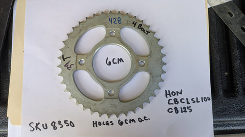 Rear Sprocket 428 chain 39T, 4 bolt Honda CB100, CL100, SL100 my sku 8350