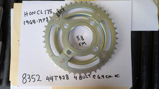 Rear Sprocket Honda CL175 1968-1973 428 chain, 44T, 4 Bolt  my sku 8352