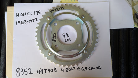 Rear Sprocket Honda CL175 1968-1973 428 chain, 44T, 4 Bolt  my sku 8352
