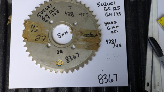 Honda XL100 CT110 Suzuki GN125 GS125 Rear Sprocket 428/45T 4 bolt sku 8367