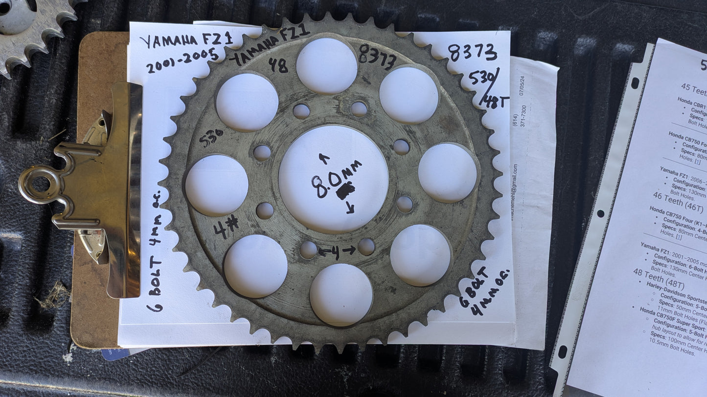 Yamaha FZ1 2001-2005 Rear Sprocket 530 48T 6 bolt  sku  8373