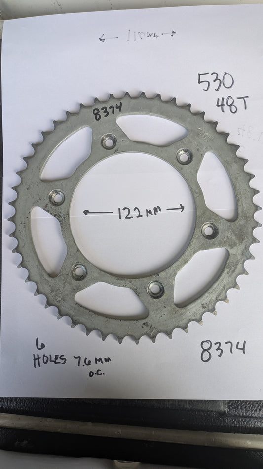 Rear Sprocket Sunstar Japanese Brand 530 48T 6 bolt sku 8374