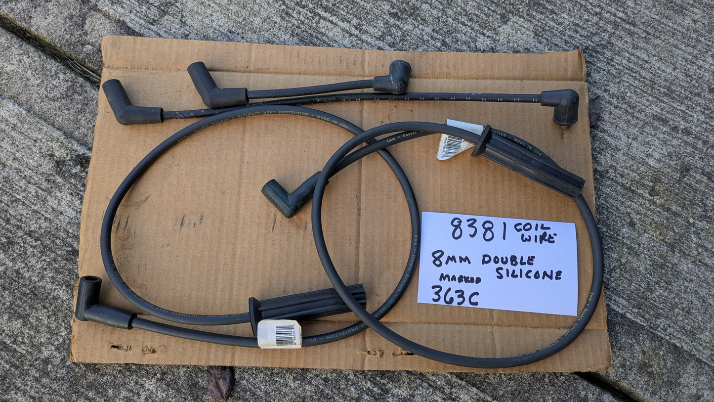 NOS 36" Ignition Coil Wire Pair   8 mm double silicone coil wire OEM Marking 36C3 sku 8381