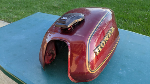 Honda 1979 CX500D Deluxe Candy Presto Red Gas Tank sku 8385