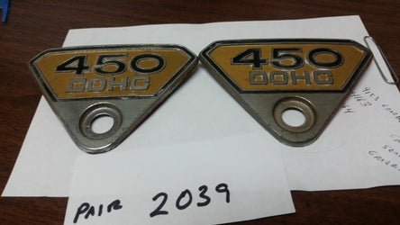 Honda CB450 CL450 K3 K4 Sidecover Badge PAIR 1969-1970 87130-294-010 sku 2039