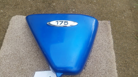 Sold Ebay Honda CL175K3 NOS Right Candy Blue Sidecover with badge sku 3008