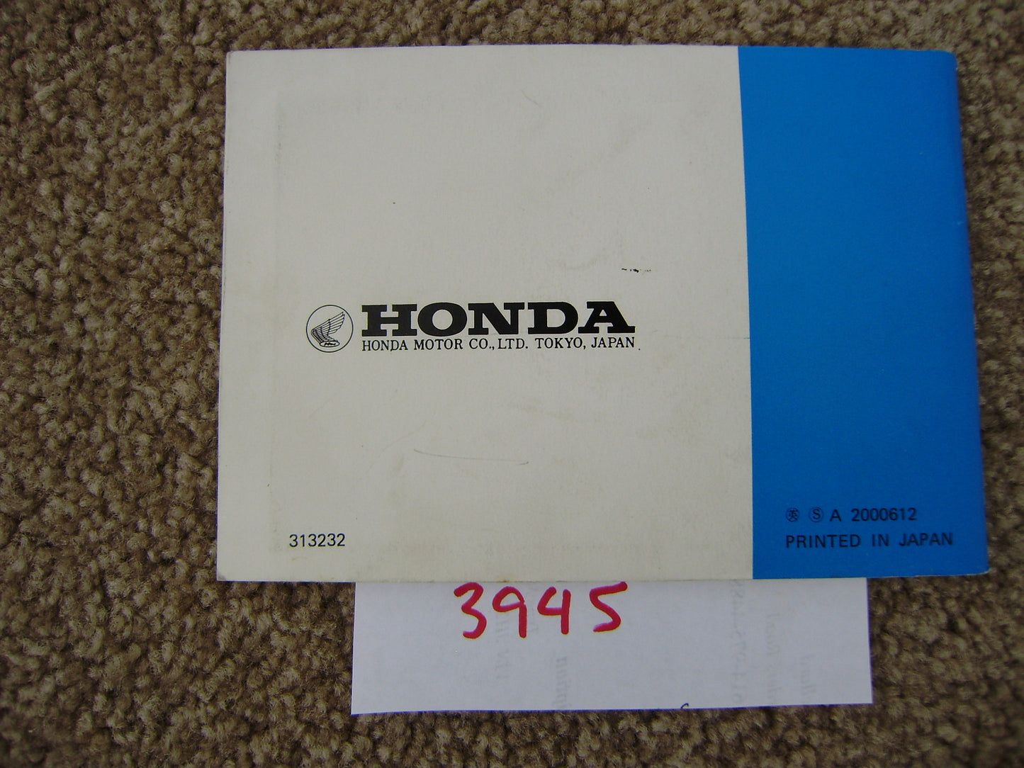 Honda CB500 Four K0 1971 Owners manual sku 3945