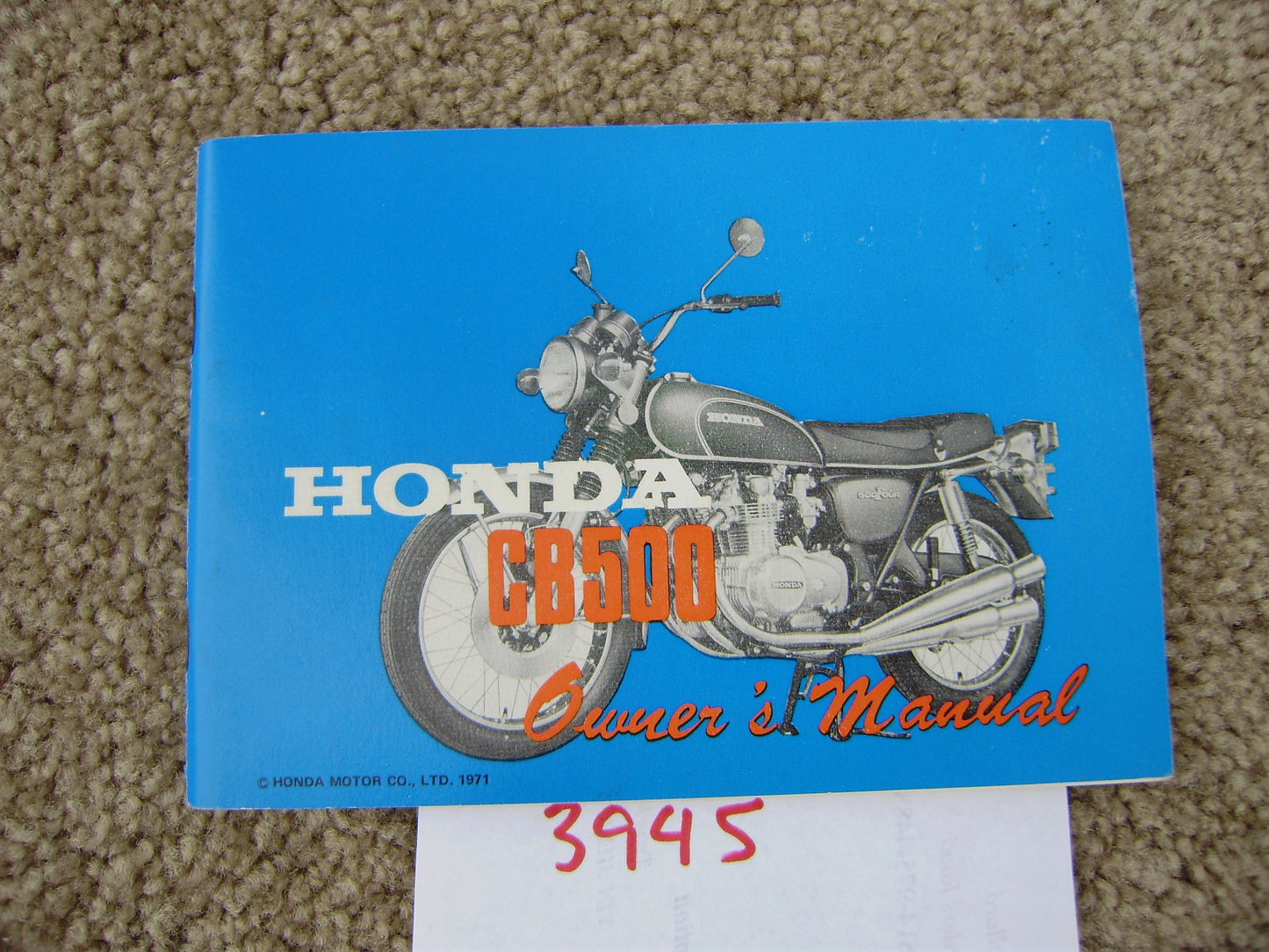 Honda CB500 Four K0 1971 Owners manual sku 3945