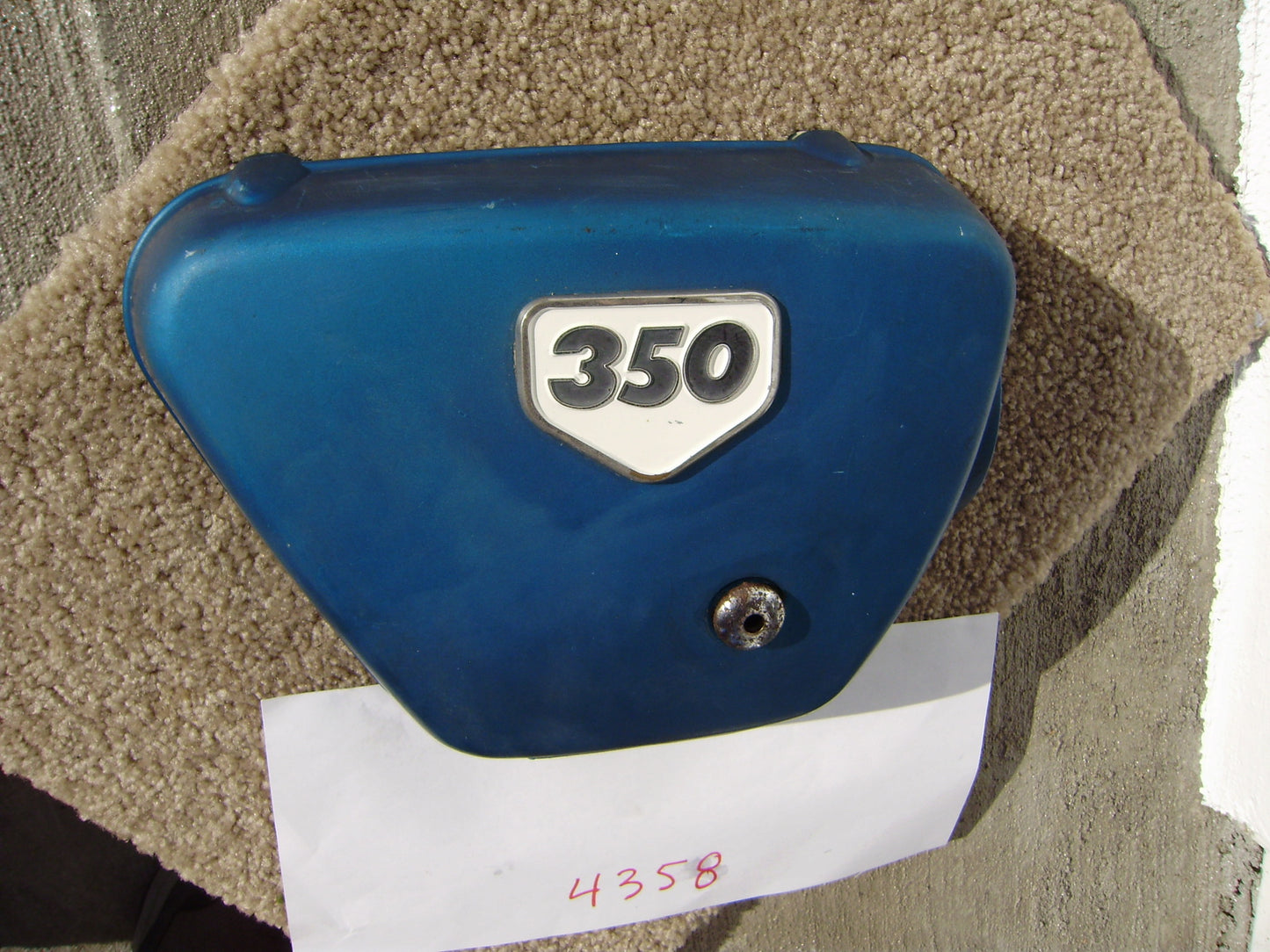 Honda CB350 sidecover right Candy Blue Green with badge sku 4358
