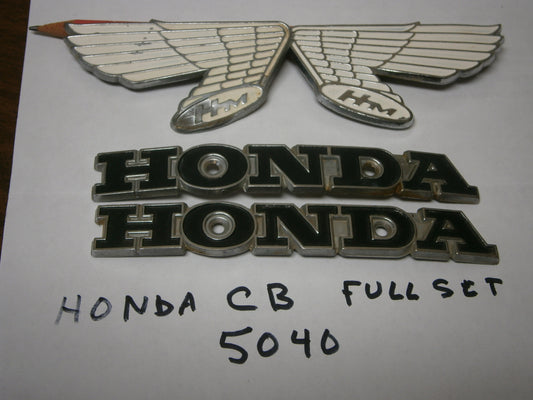 Honda CB100 CB125 CB175 CB350 Complete Gas Tank Badge Set 5040