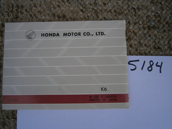 Honda CB175K6 NOS Manual 1972 sku 5184
