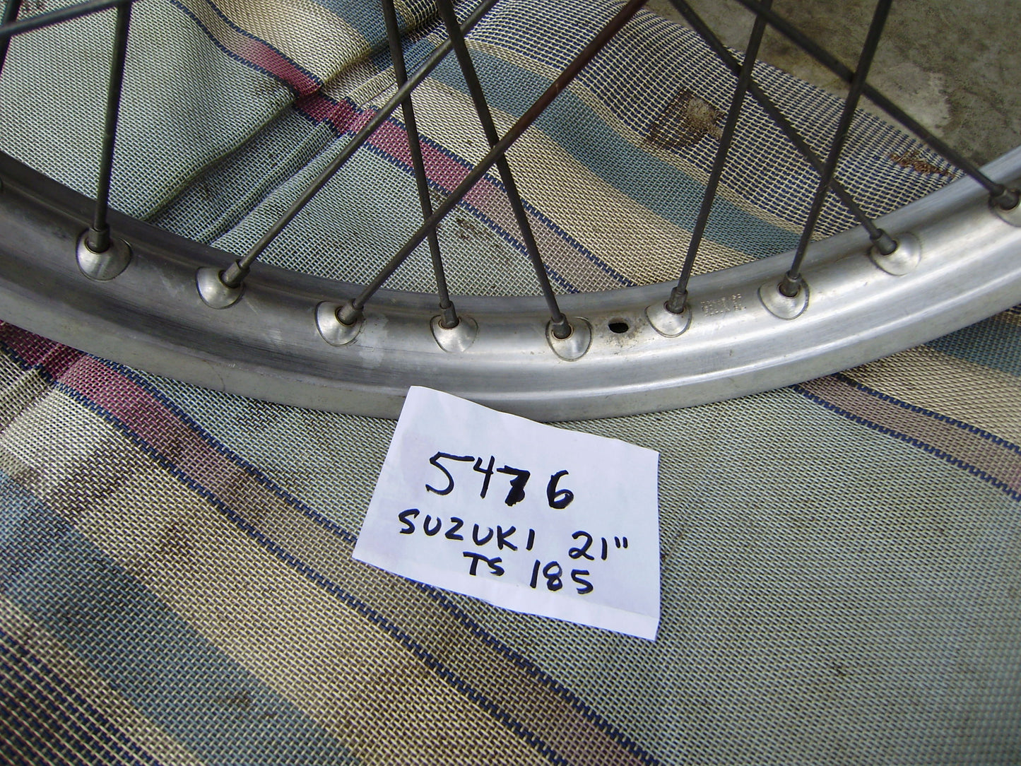 Suzuki TS185 21 inch front wheel with rim lock  sku 5476