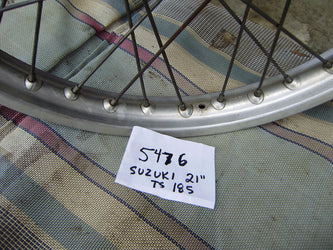 Suzuki TS185 21 inch front wheel with rim lock  sku 5476
