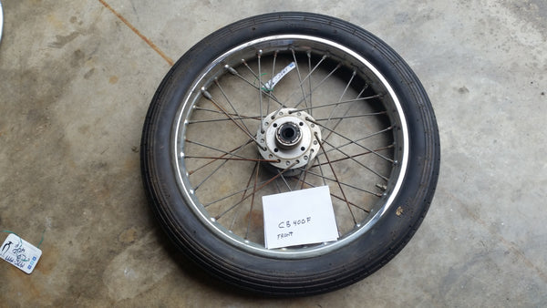 Honda CB400F 350F front wheel with tire sku 5303