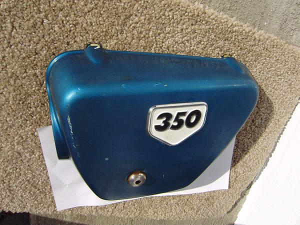 Honda CB350 sidecover left  Candy Blue Green with badge sku 5559