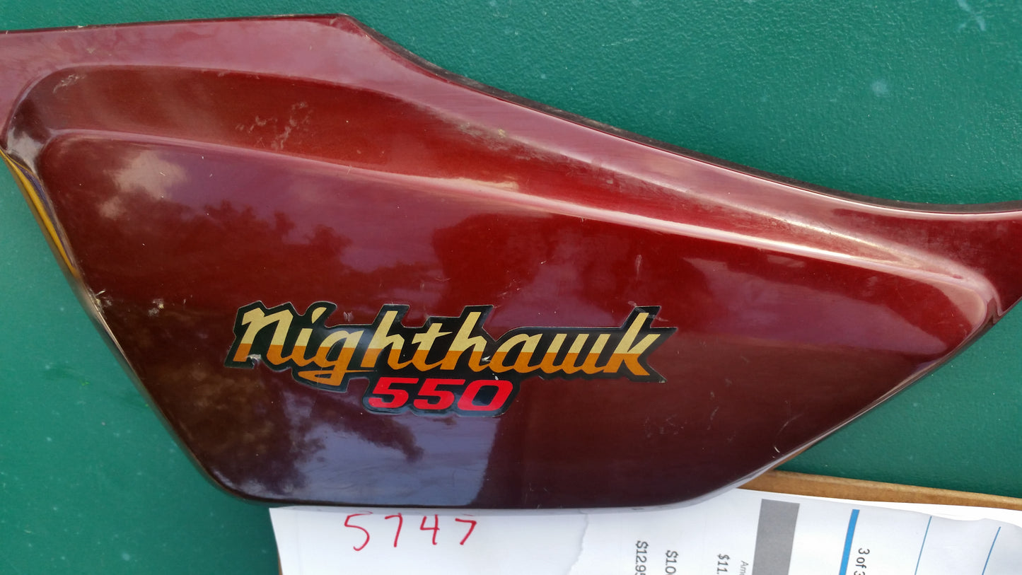 Honda Nighthawk 550 sidecover left Burgundy Honda number 83710-ME4-000 sku 5747